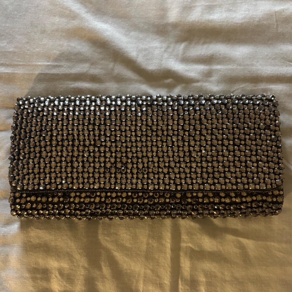 French Connection Black Rhinestone Clutch